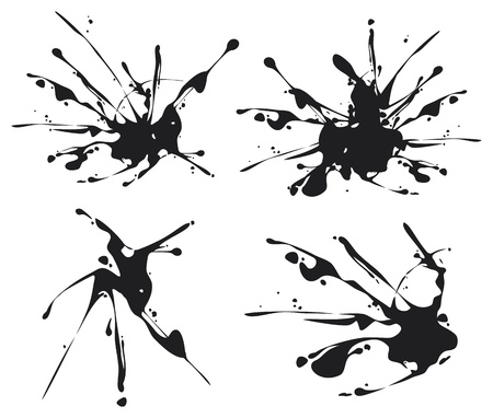 vector black stains  black ink blot, ink spots, ink set, ink splashes, black blots, grunge paint stains のイラスト素材