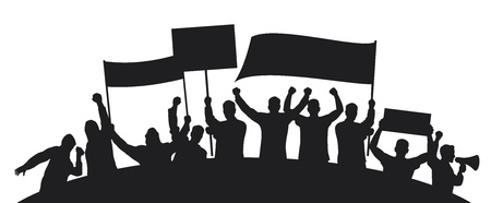 lots of furious people protesting  a group of people protesting, protest, man holding flag, man...