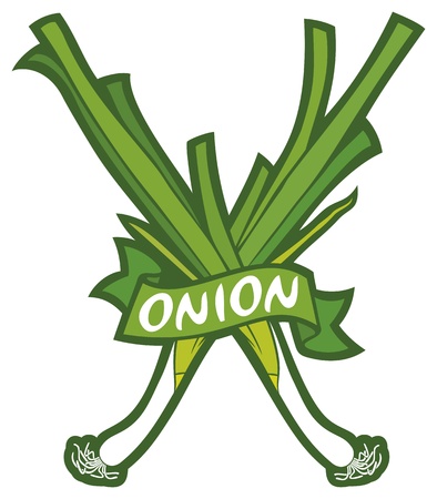 green onion label  fresh green onions, green onions symbol, green onions sign のイラスト素材