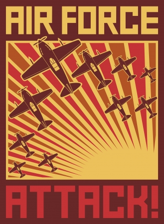 air force attack poster  vector planes, aircraft, old airplanes attack, old planes poster, airplanes background, world war II poster のイラスト素材