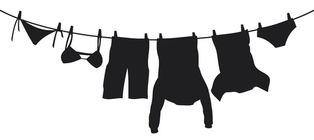 clothes hanging on a clotheslineのイラスト素材