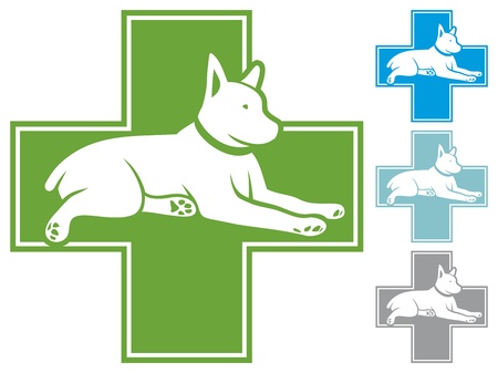 animals - first aid  pet first aid, veterinary symbol with dog のイラスト素材