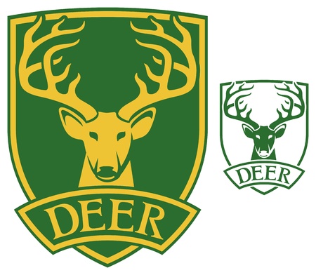 deer head symbol  deer symbol, deer sign, deer label, deer design, deer shield のイラスト素材
