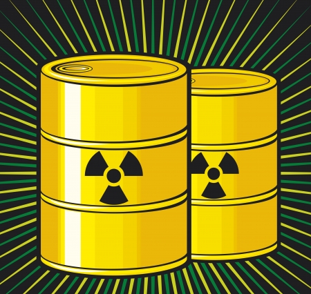 barrels with nuclear waste  barrel radioactive waste, radioactive tank and warning sign, barrels with radioactivity waste symbol, toxic barrels, radiation symbol のイラスト素材