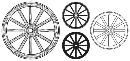 old wooden wheelのイラスト素材