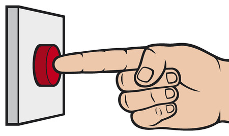 hand pressing alarm buttonのイラスト素材