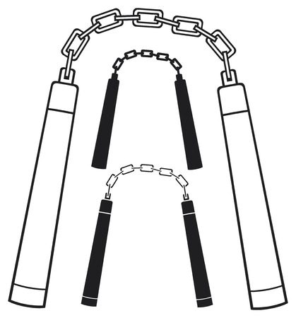 nunchaku weapon  martial arts nunchaku weapon のイラスト素材