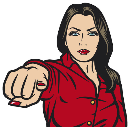 pop art woman pointing at you  beauty girl pointing her finger at you, pop art woman pointing with finger のイラスト素材