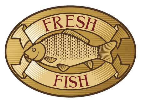 fresh fish label  fresh fish symbol のイラスト素材