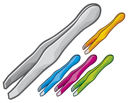 set of steel tweezersのイラスト素材
