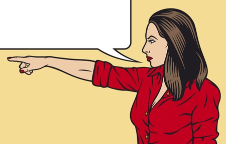 pop art woman pointing (beauty girl pointing her finger, pop art woman pointing with finger)のイラスト素材
