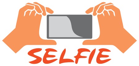 taking selfie photo on smart phone vector illustration taking selfie by mobile phone, selfie conceptのイラスト素材