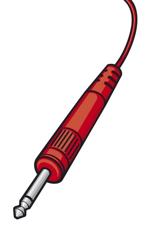 red jack audio jack audio cables, jack plug and a cable, guitar audio jacks, stereo plugのイラスト素材