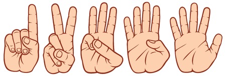 counting fingers set hands signals, hands and numbers, set of counting hand sign 1-2-3-4-5のイラスト素材