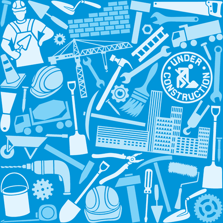 construction icons seamless patternのイラスト素材