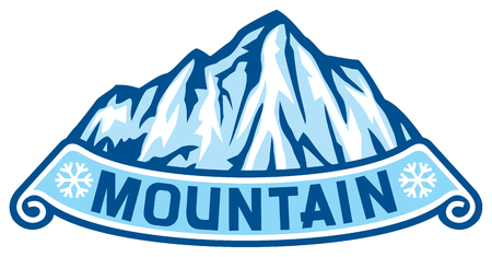 mountain landscape label snowy mountain rangeのイラスト素材
