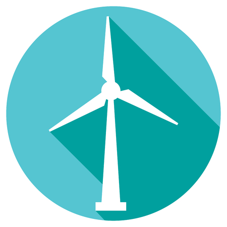 wind turbine flat button icon wind driven generators sign, windmill symbol, wind turbine renewable clean power generator, modern windmill signのイラスト素材