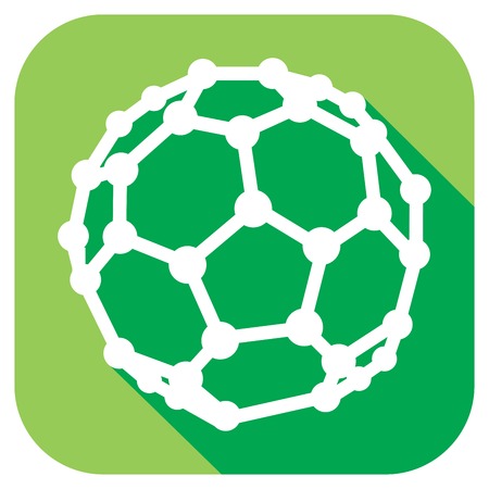 molecular structure of the C60 buckyball flat icon (nanostructure fullerene C60 sticks molecular model flat icon)のイラスト素材