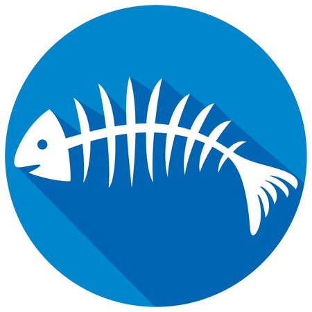 fish bone flat icon (fish skeleton)のイラスト素材