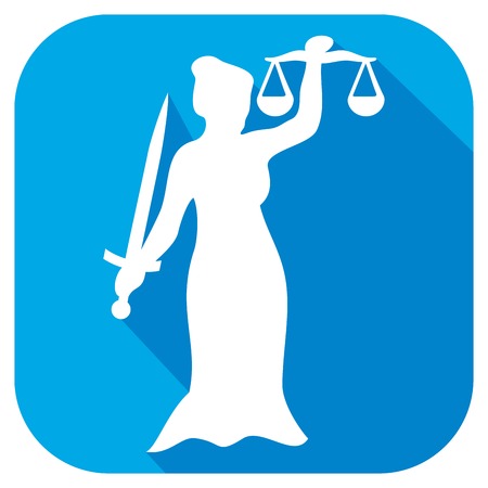 justice statue flat icon (scales of justice symbol, lady justice - a goddess of justice sign)のイラスト素材
