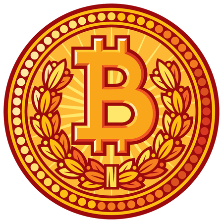 bitcoin golden coin vector iconのイラスト素材