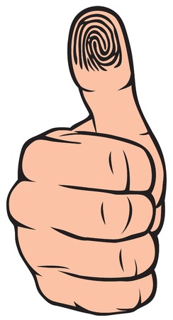 thumb up with fingerprint (identification)のイラスト素材