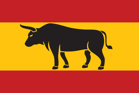 Silhouette of a bull in the flag of Spainのイラスト素材
