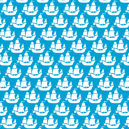 Seamless pattern of old ship over blue backgroundのイラスト素材