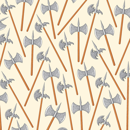 Background pattern with medieval double edged axes vector illustration.のイラスト素材