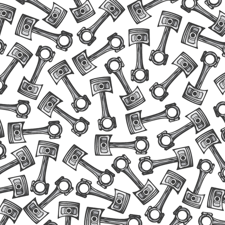 Background pattern with car icons (auto and transport elements, tire track, seat belt, mechanic worker, spark plug, engine piston, taxi label, checkered flag, key)のイラスト素材