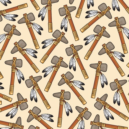background pattern with native american tomahawkのイラスト素材