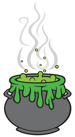 witch cauldron with green potion vector illustrationのイラスト素材