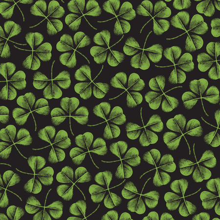 background pattern with clover with three leaf (vintage engraved vector illustration)のイラスト素材