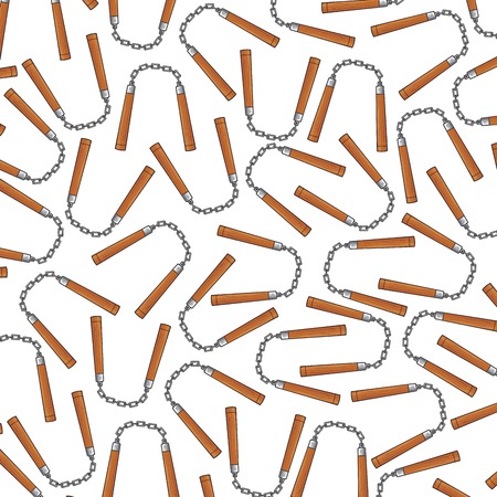 background pattern with nunchaku weaponsのイラスト素材