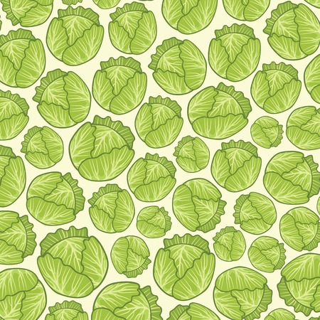 background pattern with green fresh cabbagesのイラスト素材