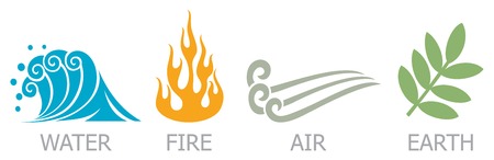 symbols of four elements -  water, fire, air and earthのイラスト素材