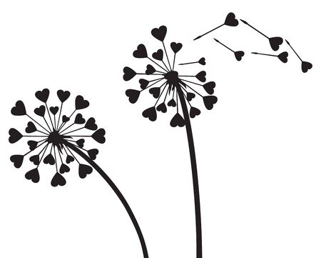 Valentines background with love dandelion with heartsのイラスト素材