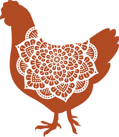 Chicken mandala symbolのイラスト素材
