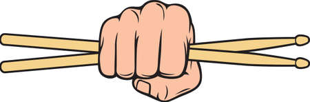 Hand holding drum sticks vector iconのイラスト素材
