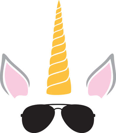 Unicorn with aviator sunglasses colorのイラスト素材