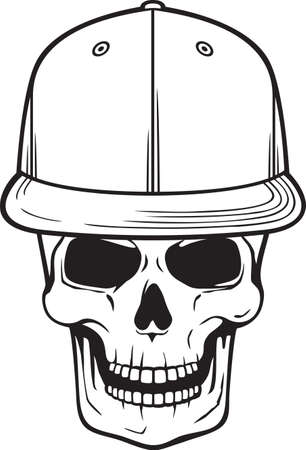 Skull with rap cap vector illustrationのイラスト素材