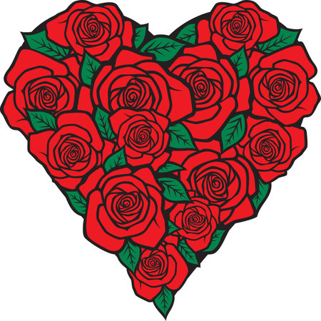 Rose Heart Color Vector Illustrationのイラスト素材