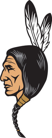 Indian Chief Head Vector Illustrationのイラスト素材