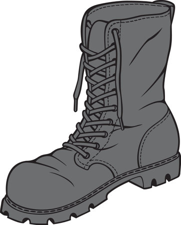 Autumn and Winter Leather Boot Gray. Vector Illustration.のイラスト素材