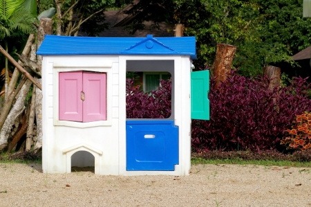 A toy house in the playgroundの写真素材