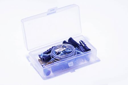 mini tools box set contain a nail wall plug and cable wire