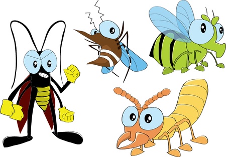 Pest insects, cockroach, termite, mosquito, fly のイラスト素材