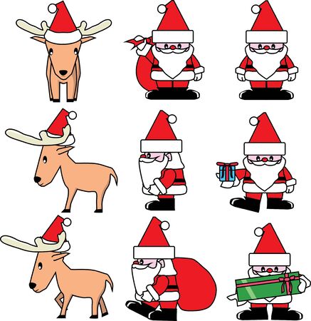Santa and reindeer for Christmasのイラスト素材