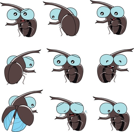 scarab beetle emotion  include happy sorrow angry smileのイラスト素材