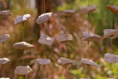 hanging stones in the botanical gardenの写真素材